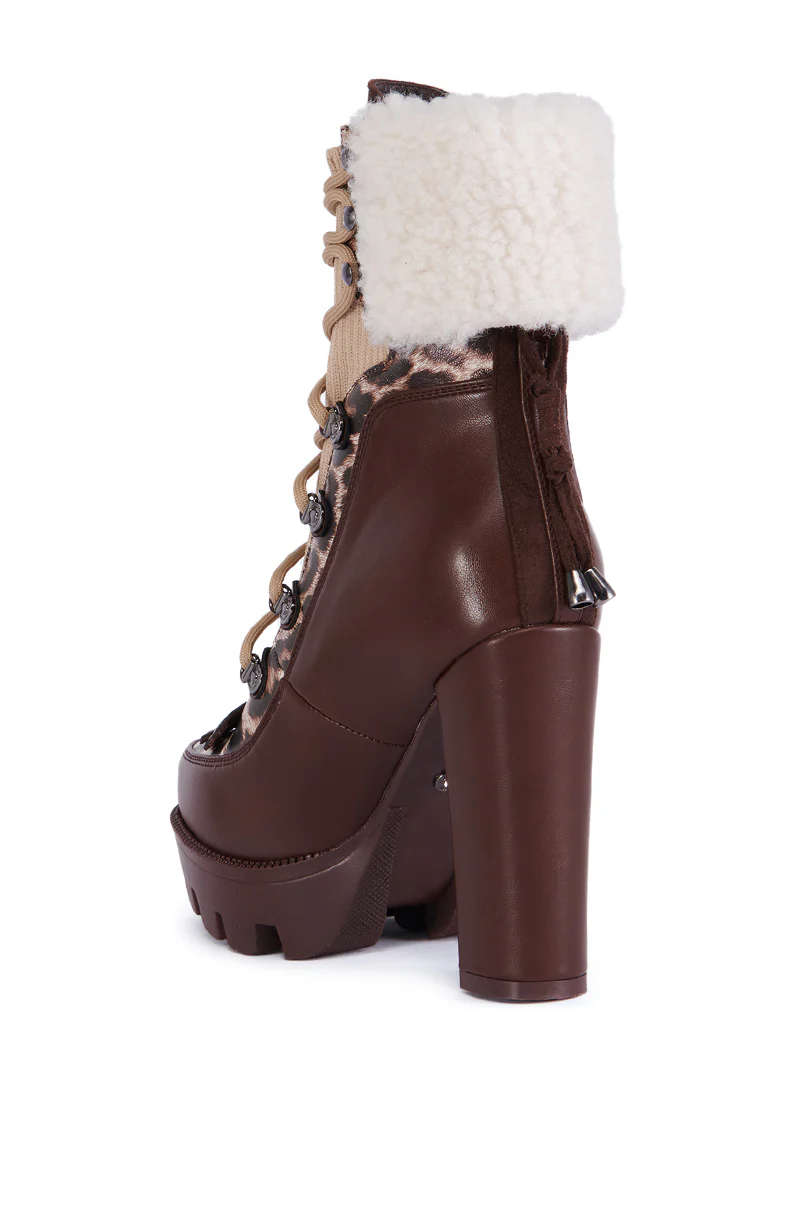 AZALEA WANG FINLEA BROWN MULTI MATERIAL BOOTIE - Image 7