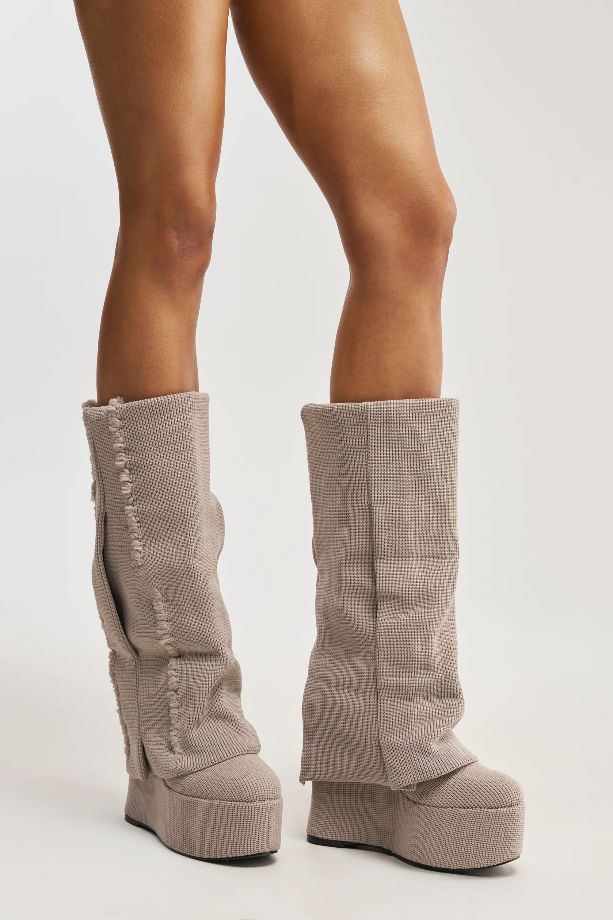 AZALEA WANG FRANKEYE BEIGE FLATFORM BOOT - Image 2