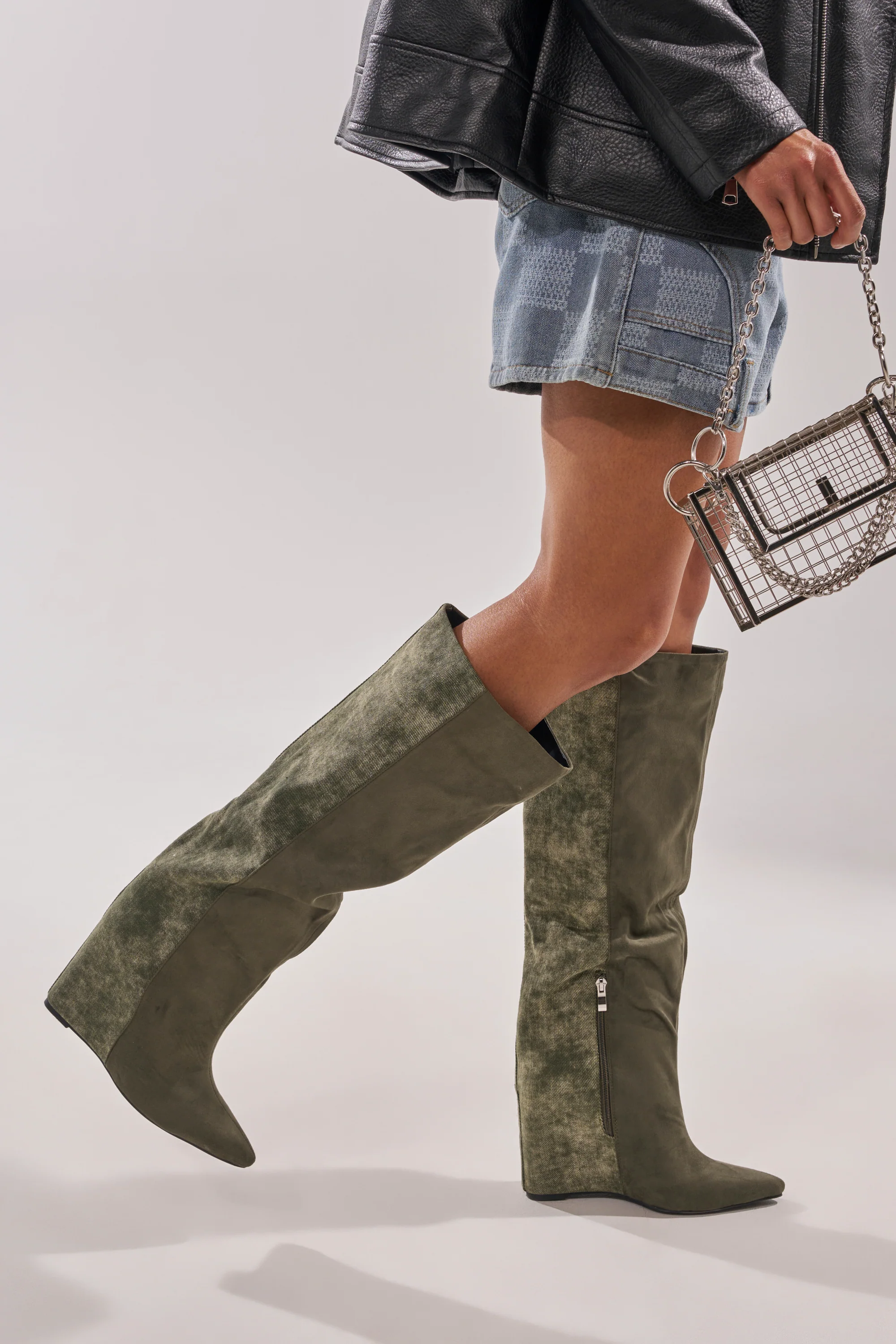 AZALEA WANG GIANNA OLIVE TWO TONED BOOT - Image 2