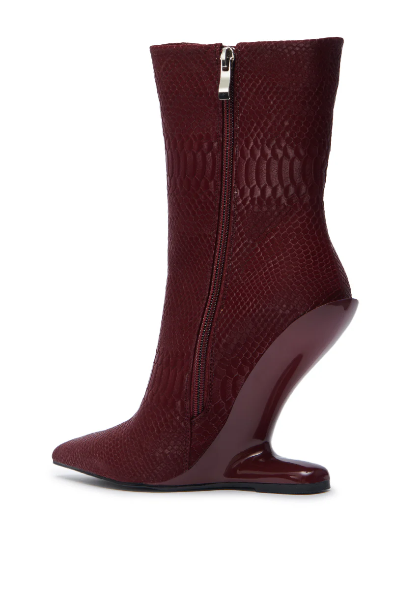 AZALEA WANG GLACIELLE BURGUNDY CROC BOOTIE - Image 5