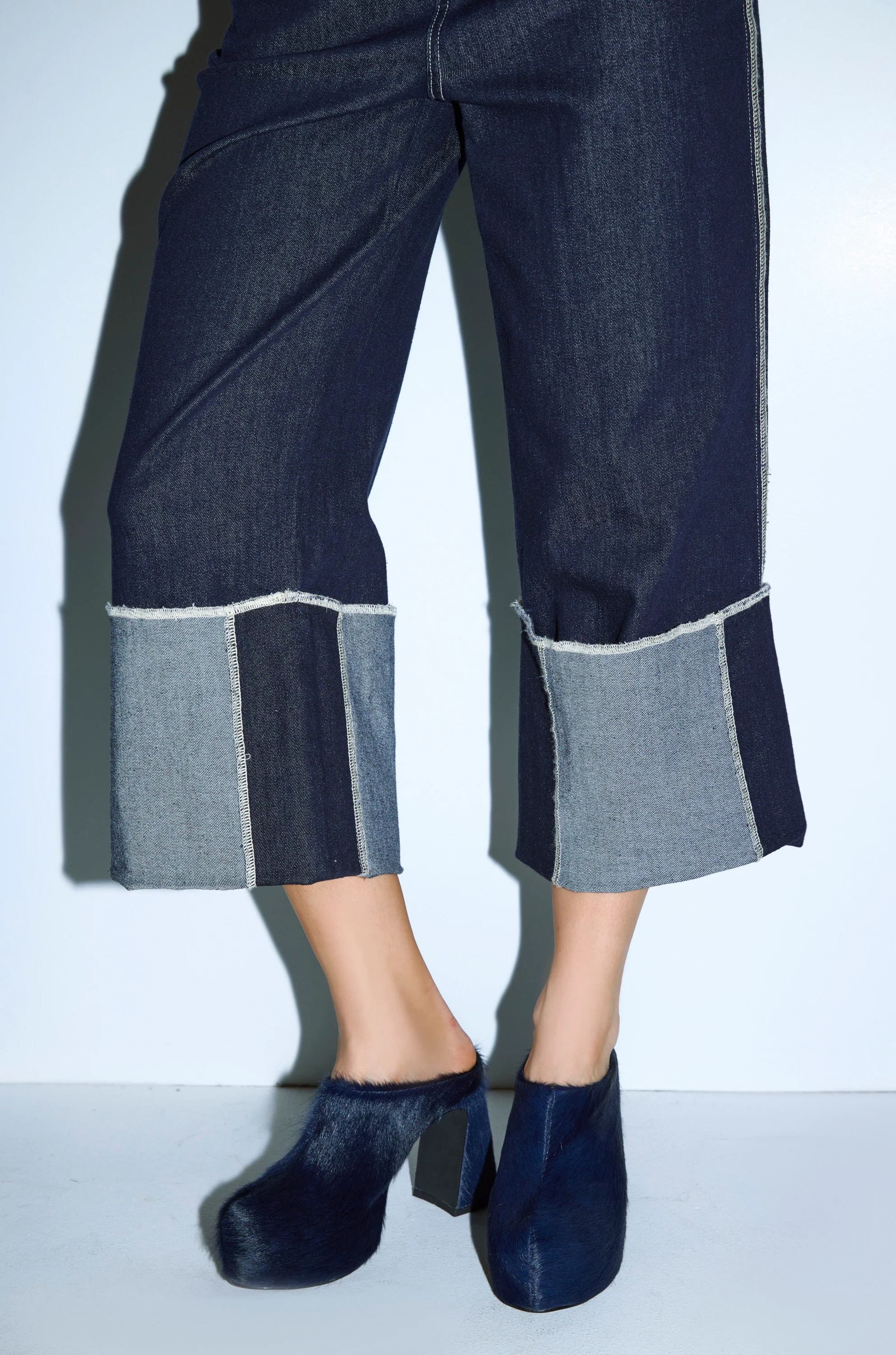 AZALEA WANG GOLDING NAVY PONY HAIR CHUNKY PUMP - Image 2