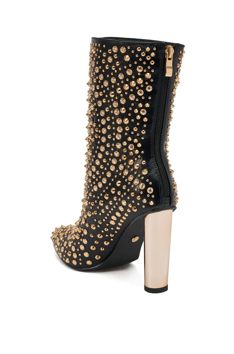 AZALEA WANG GREHGAN BLACK EMBELLISHED CHUNKY HEEL BOOTIE - Image 7