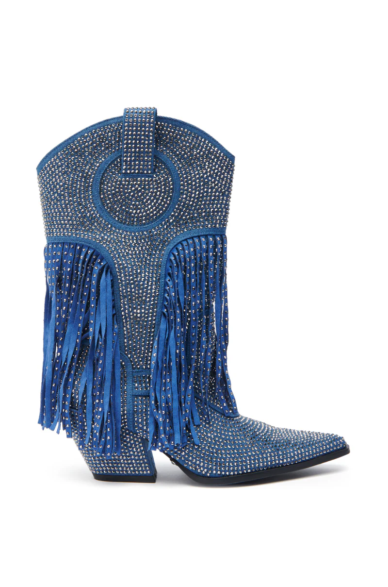 AZALEA WANG GREIA DENIM RHINESTONE COWBOY BOOTIE - Image 4