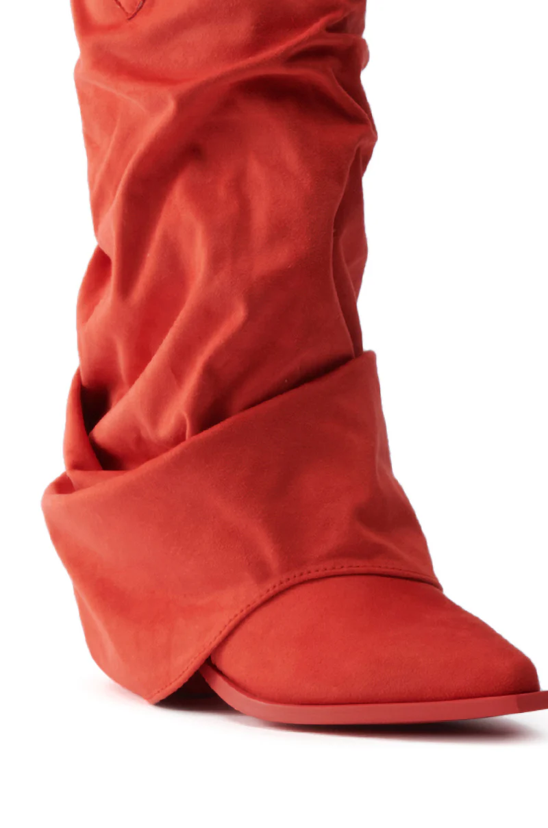 AZALEA WANG HAWKSTON RED RUCHED WESTERN BOOTIE - Image 13