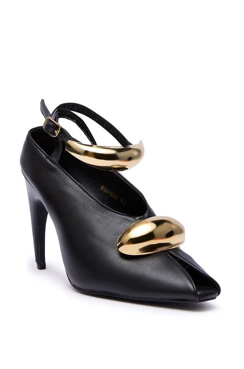 AZALEA WANG HIMAH BLACK OPEN TOE PUMP - Image 8