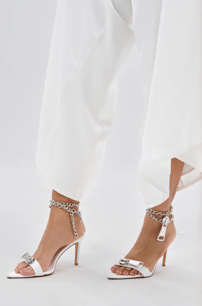 AZALEA WANG HORUS WHITE ZIPPER EMBELLISHMENT SANDAL - Image 3