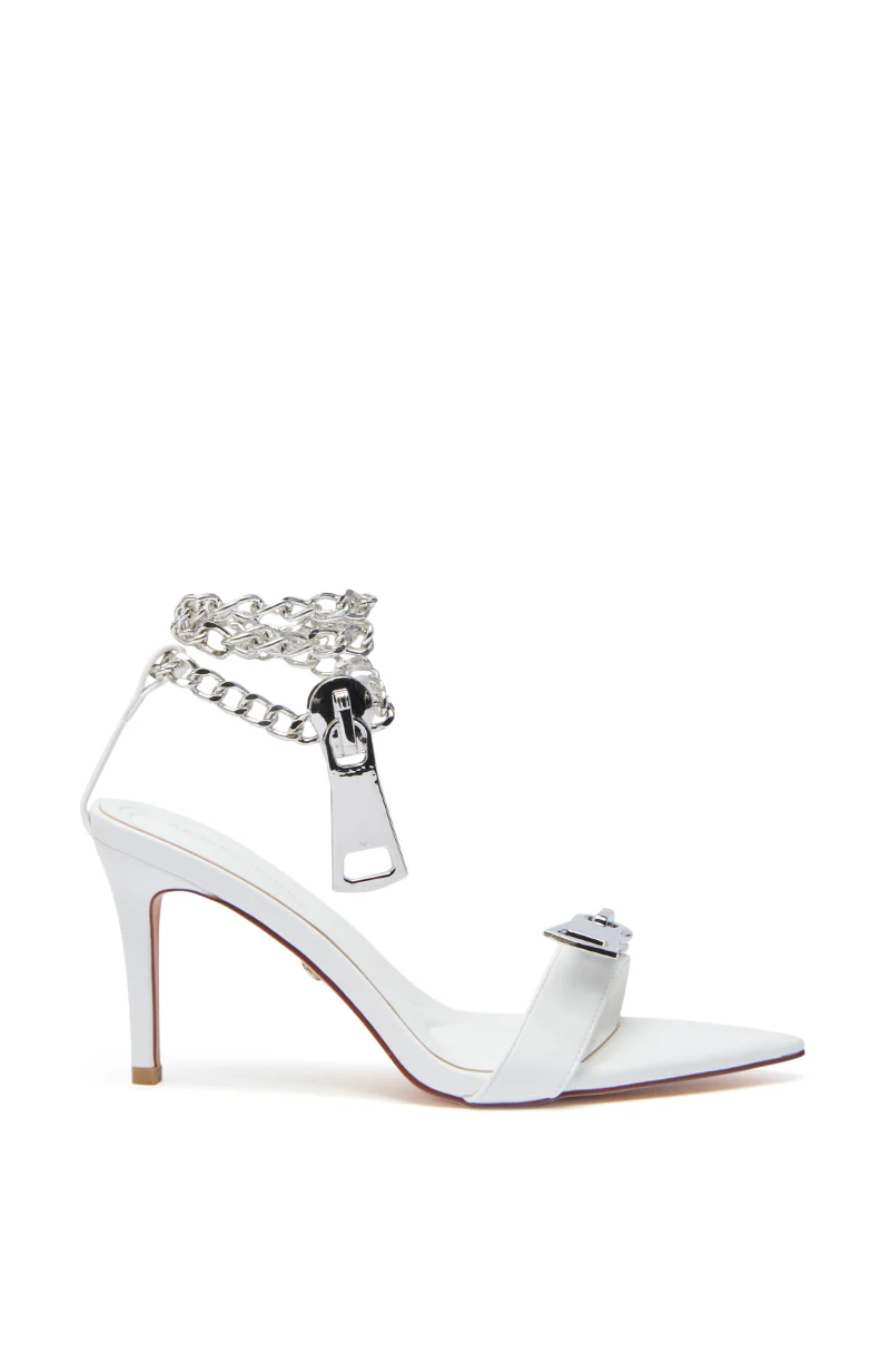 AZALEA WANG HORUS WHITE ZIPPER EMBELLISHMENT SANDAL - Image 5