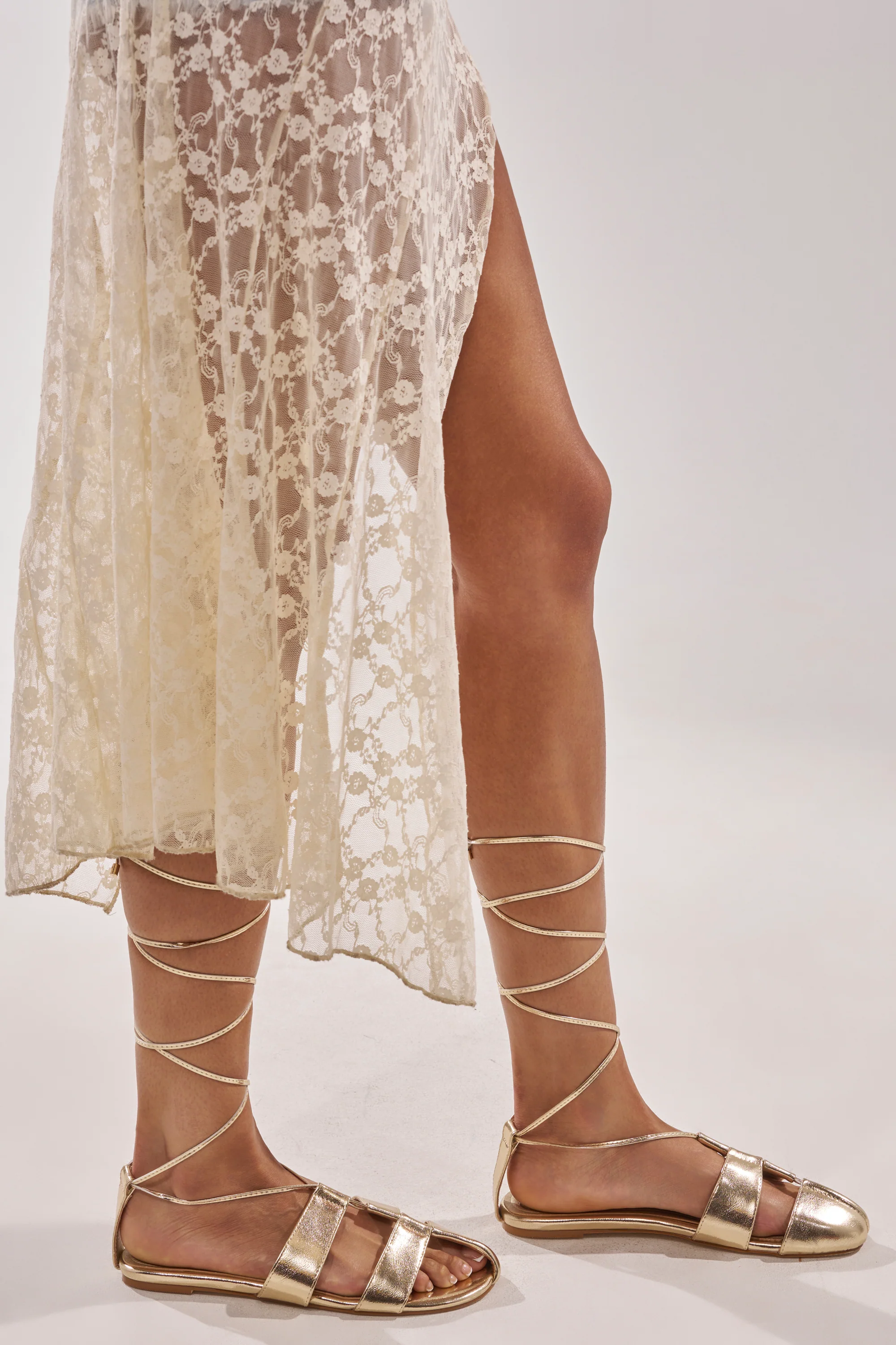 AZALEA WANG ICHIRO GOLD PEEP TOE FLAT - Image 4