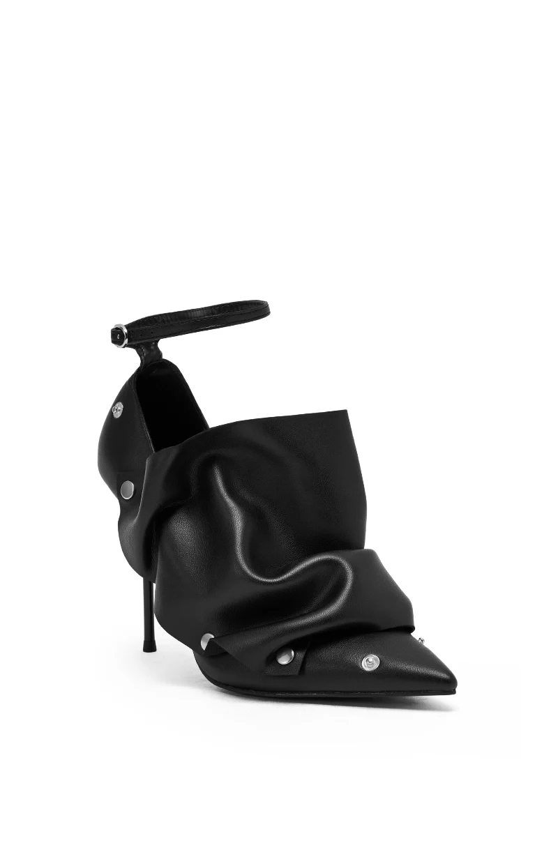 AZALEA WANG IMOGALE BLACK SILVER HARDWARE STILETTO PUMP - Image 6