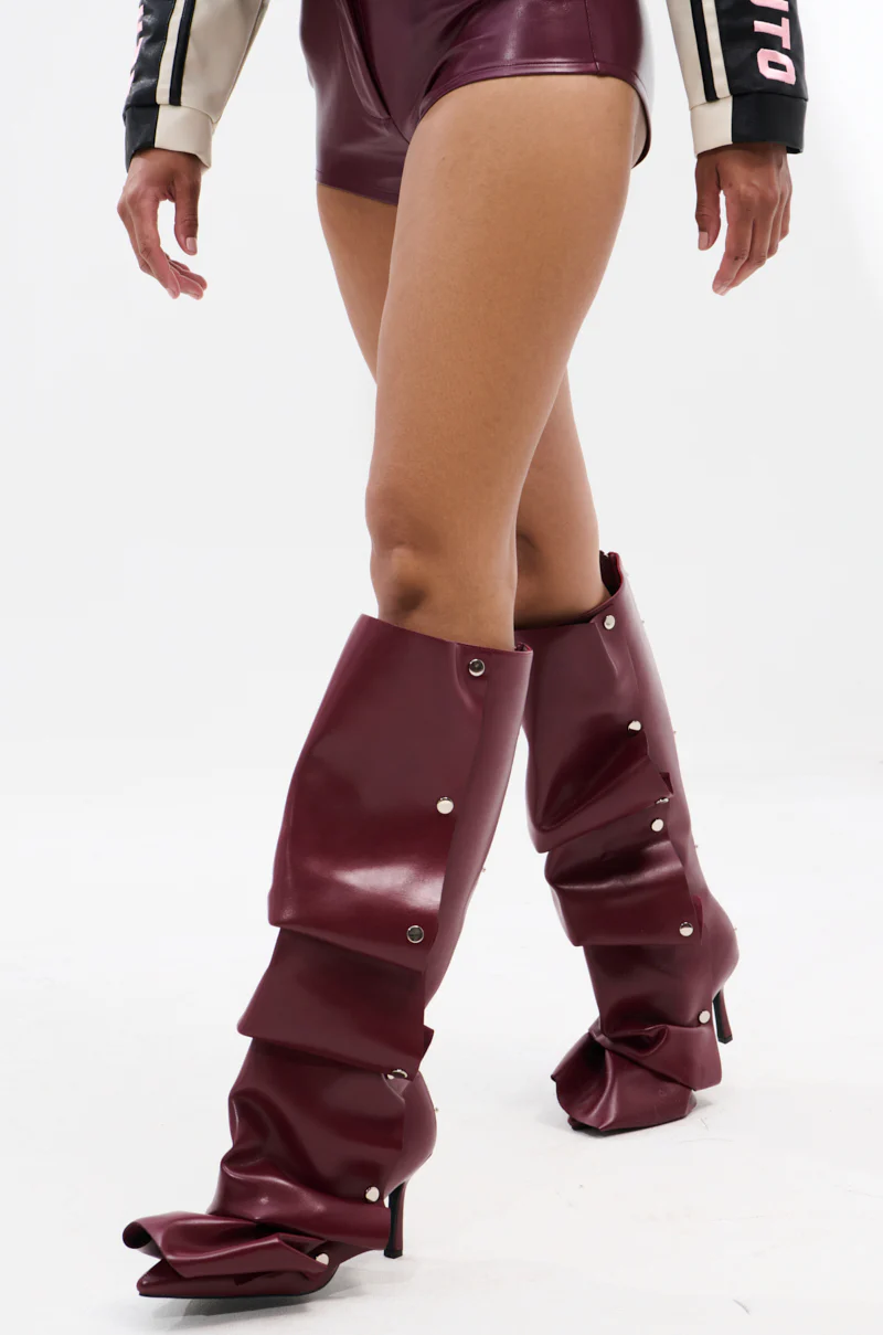AZALEA WANG IMOGINE BURGUNDY STILETTO SNAP BOOT - Image 3