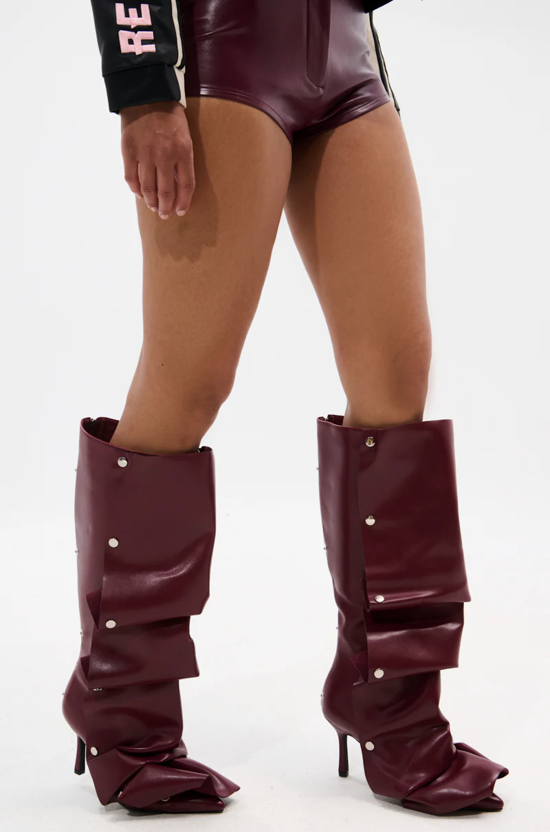 AZALEA WANG IMOGINE BURGUNDY STILETTO SNAP BOOT - Image 4