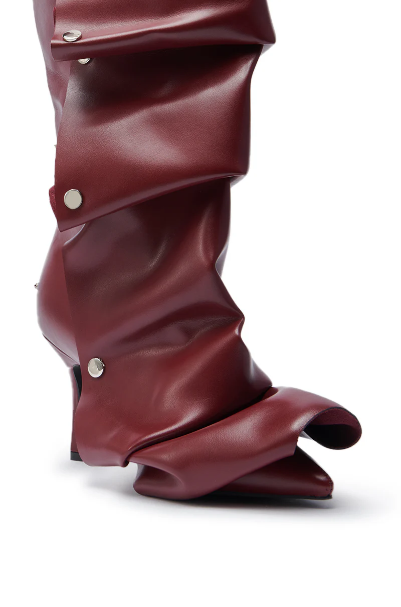 AZALEA WANG IMOGINE BURGUNDY STILETTO SNAP BOOT - Image 9