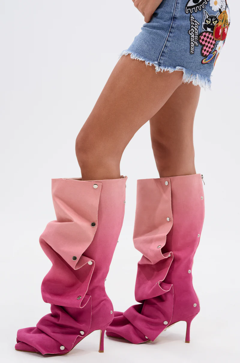 AZALEA WANG IMOGINE PINK MULTI FAUX SUEDE BOOT - Image 2