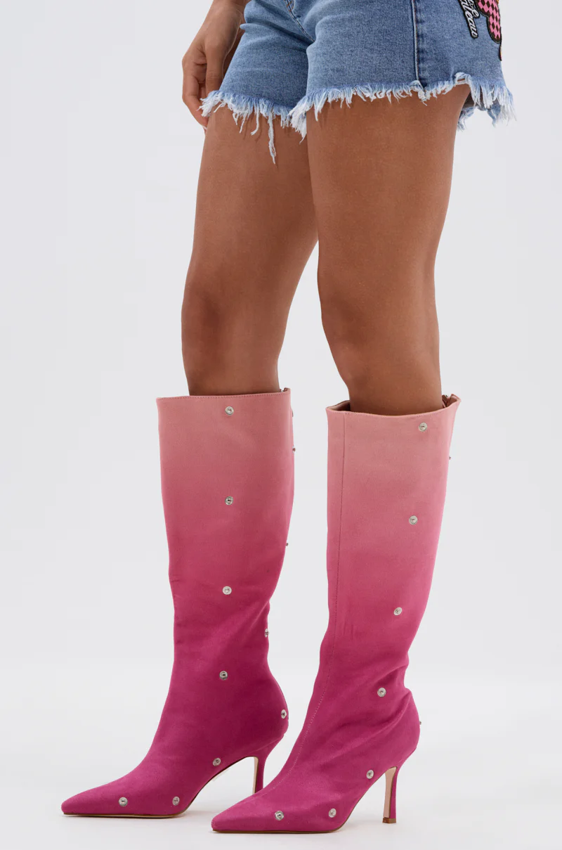 AZALEA WANG IMOGINE PINK MULTI FAUX SUEDE BOOT - Image 8