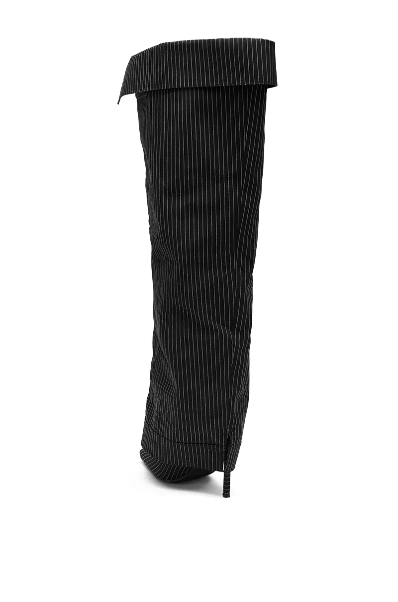 AZALEA WANG IMRI BLACK SHIRTING STRIPED STILETTO BOOT - Image 6