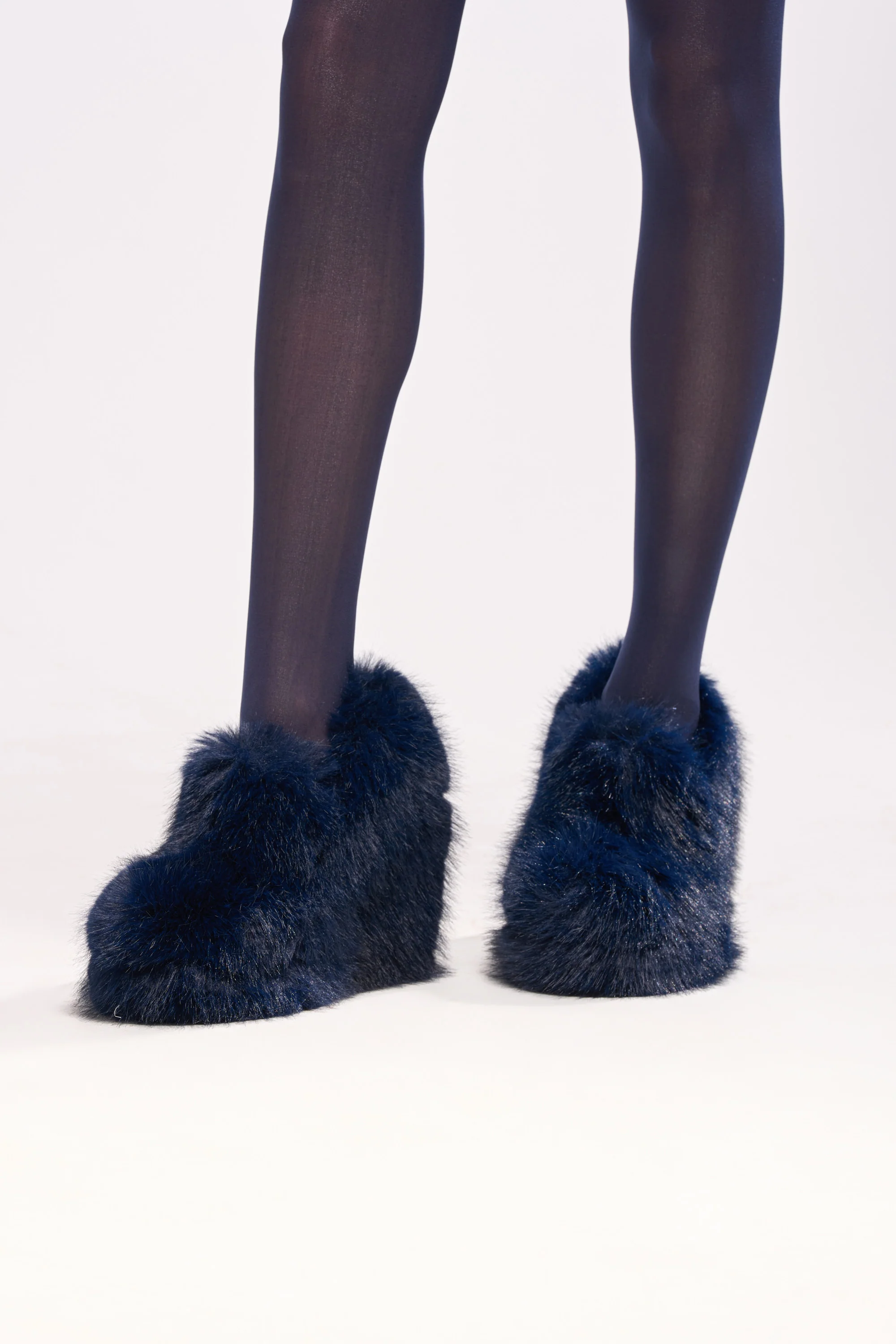AZALEA WANG JAEKE NAVY FUR WEDGE PUMP - Image 2
