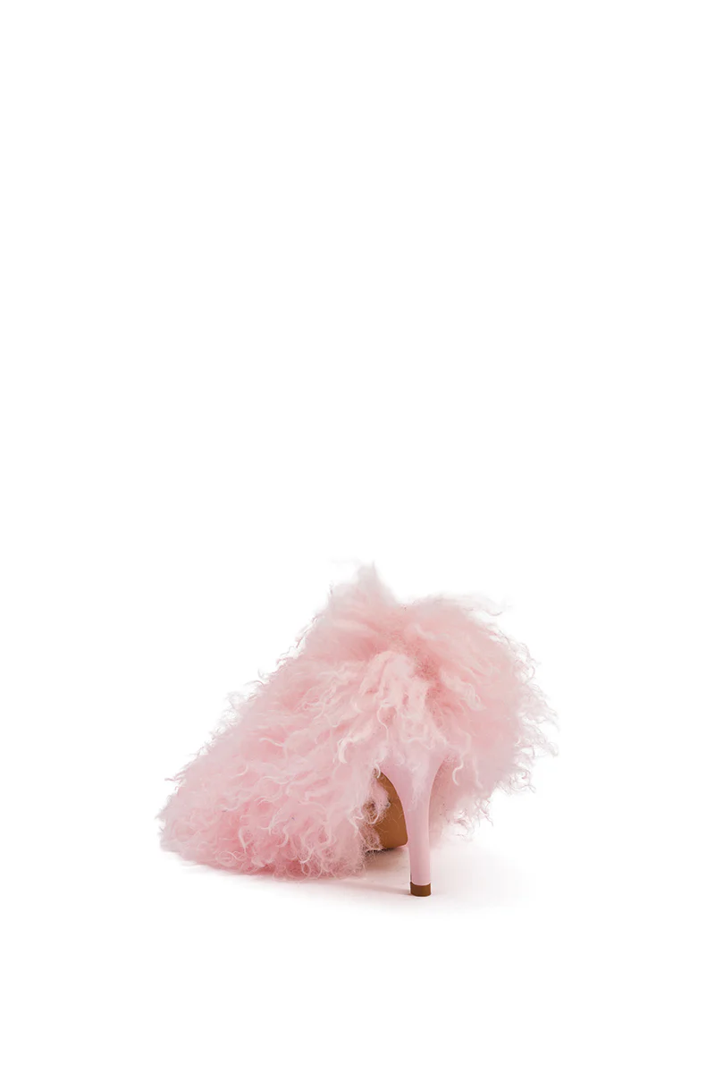 AZALEA WANG JAMEEKA PINK FUR STILETTO PUMP - Image 8