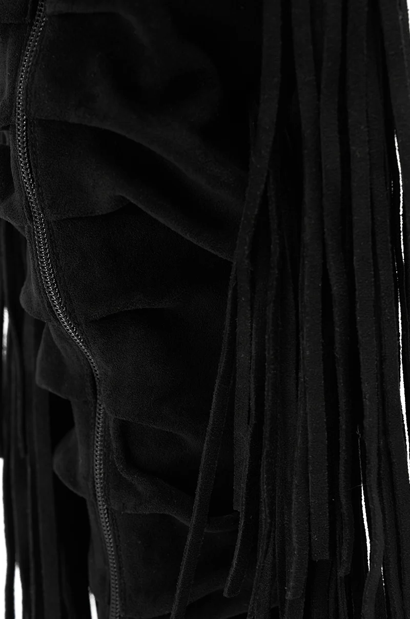 AZALEA WANG JOHANNA BLACK FRINGE GLADIATOR SANDAL - Image 8