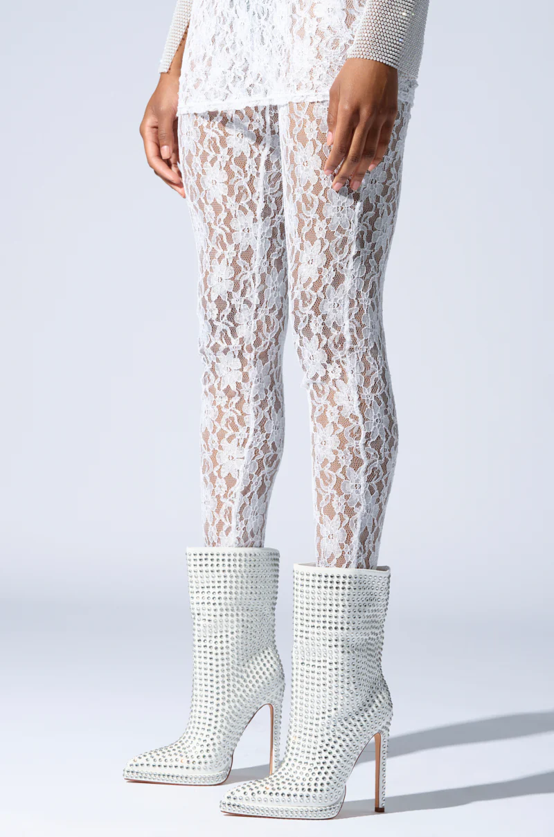 AZALEA WANG JUBAL WHITE EMBELLISHED BOOTIE - Image 3