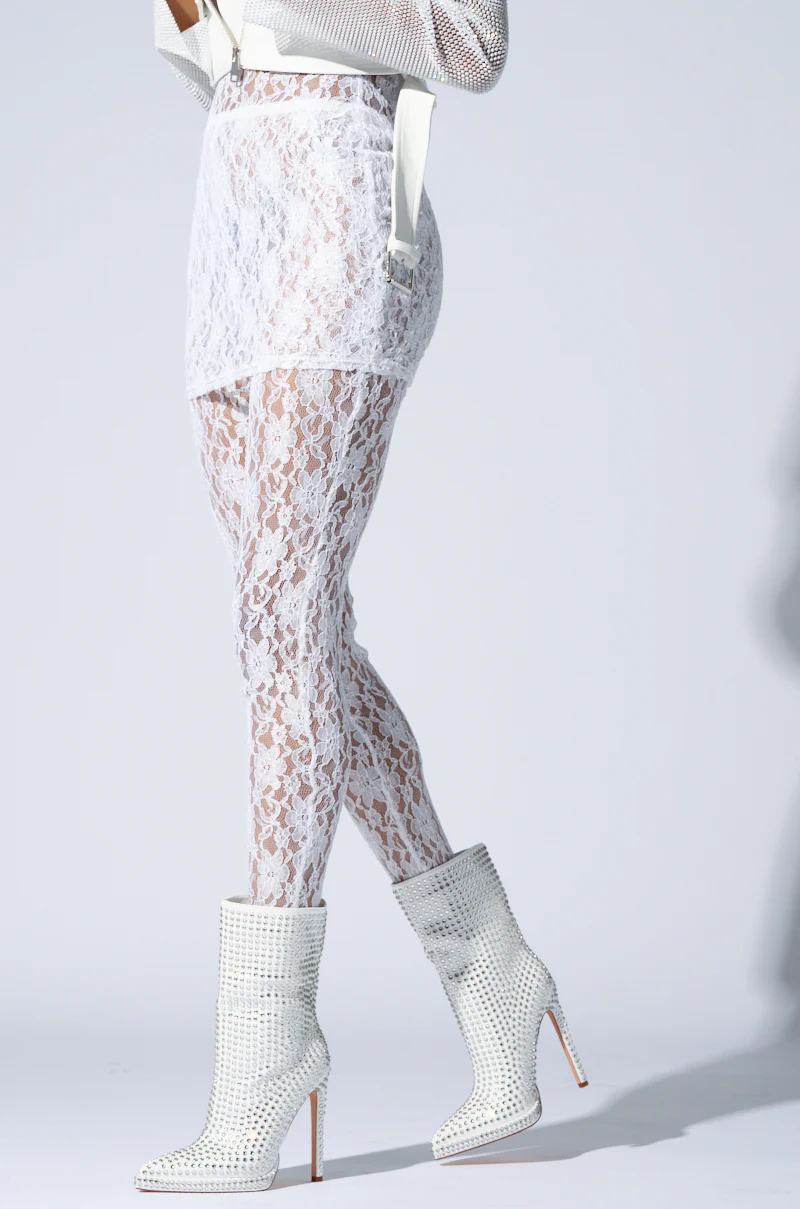 AZALEA WANG JUBAL WHITE EMBELLISHED BOOTIE - Image 4