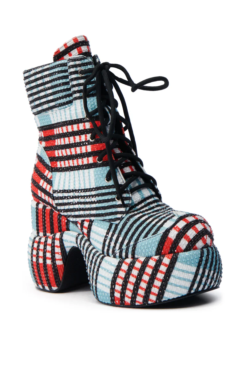 AZALEA WANG JULIEN BLUE MULTI CHUNKY BOOTIE - Image 5