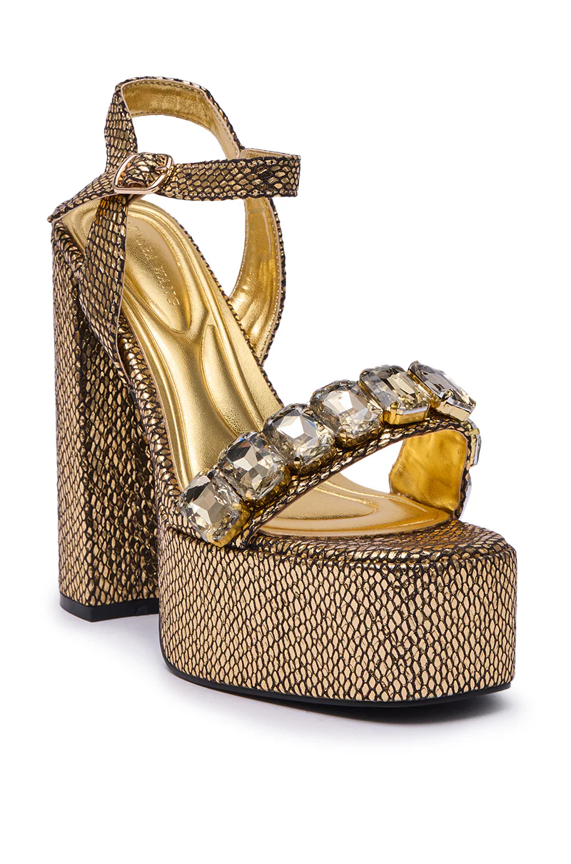 AZALEA WANG KAMILLA GOLD RHINESTONE SANDAL - Image 7