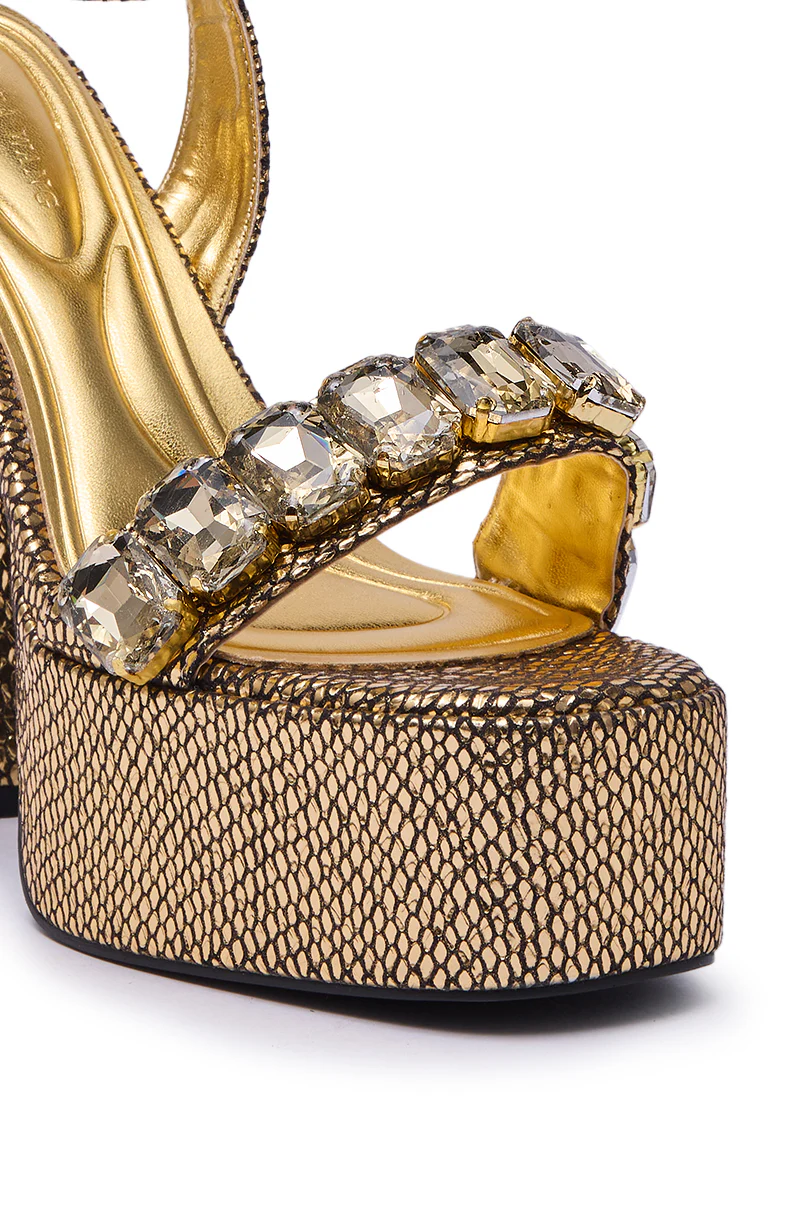 AZALEA WANG KAMILLA GOLD RHINESTONE SANDAL - Image 9