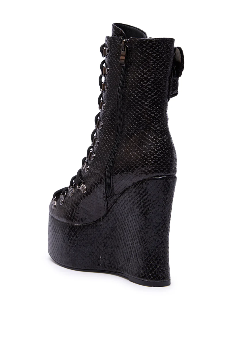 AZALEA WANG KAPULE BLACK SNAKE PLATFORM BOOTIE - Image 6