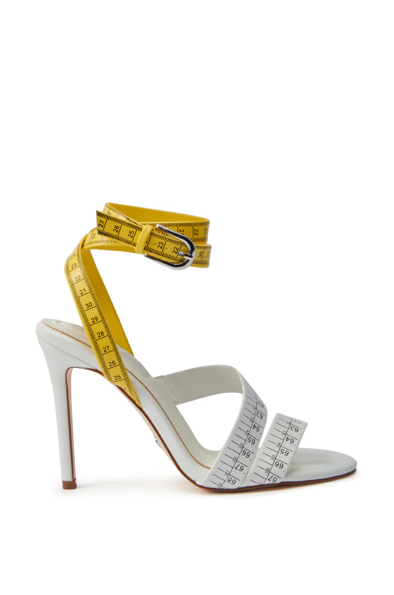 AZALEA WANG KASHIA WHITE MULTI TAPE MEASURE STRAP SANDAL - Image 4