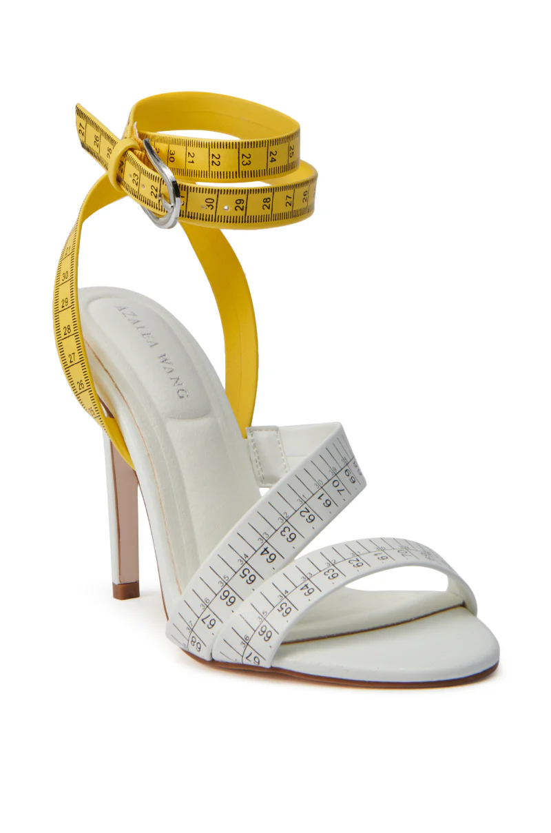 AZALEA WANG KASHIA WHITE MULTI TAPE MEASURE STRAP SANDAL - Image 5