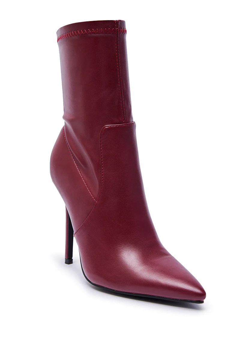 AZALEA WANG KATHII BURGUNDY BOOTIE - Image 5