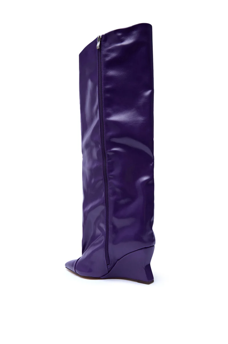 AZALEA WANG KENYA PURPLE KNEE HIGH WEDGE BOOT - Image 6