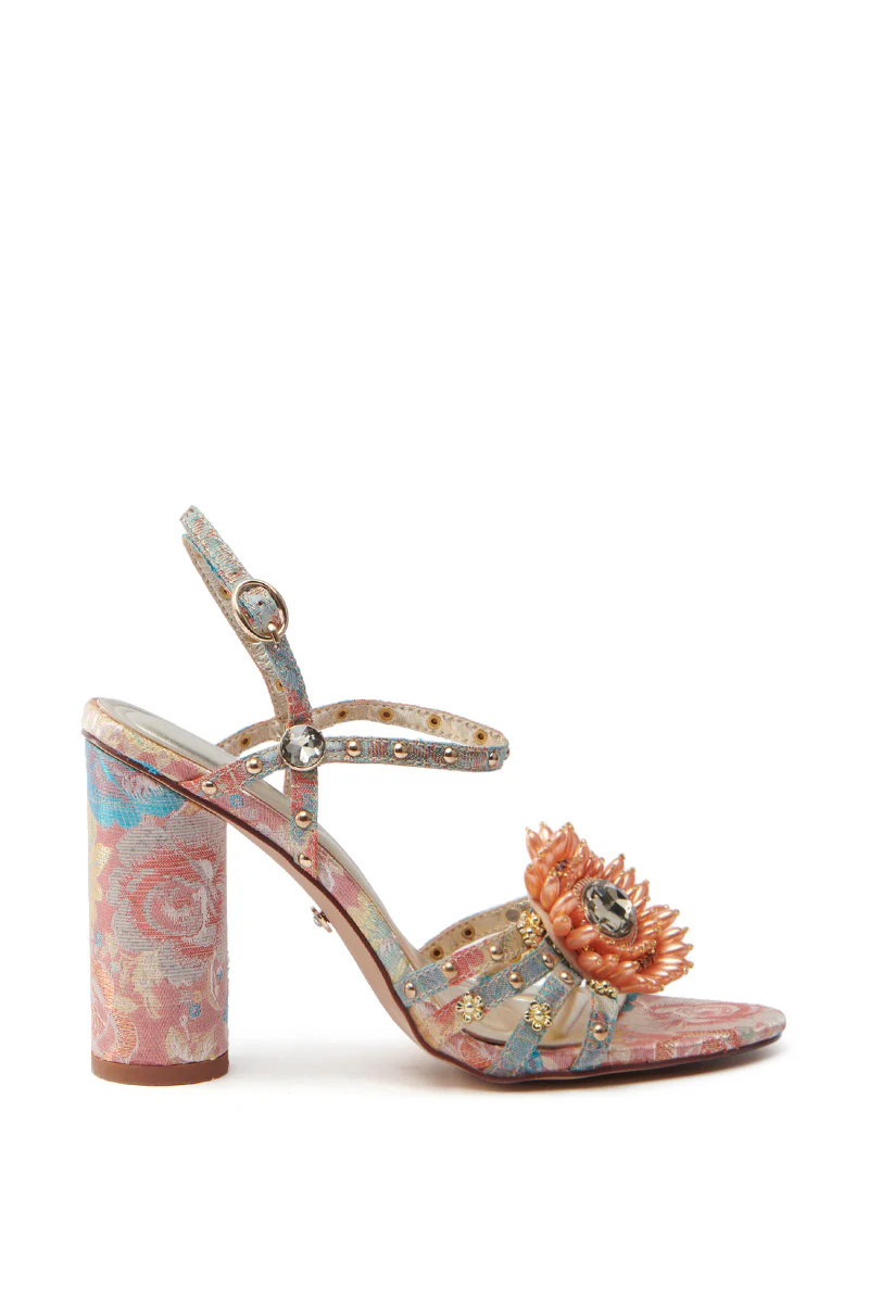 AZALEA WANG KOAN PINK BROCADE CHUNKY SANDAL - Image 2