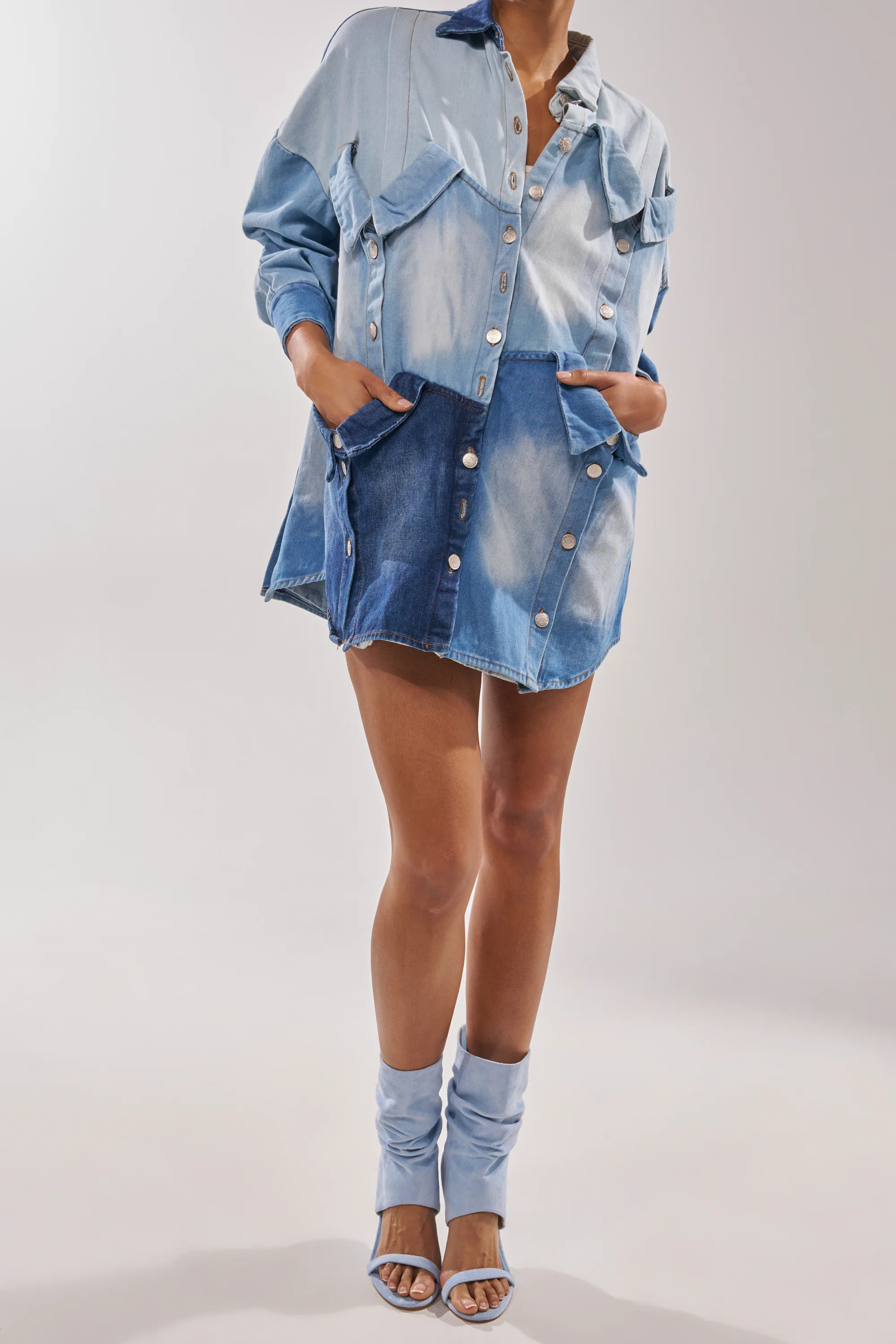 AZALEA WANG KYVELISA BLUE WEDGE OPEN TOE BOOTIE - Image 3