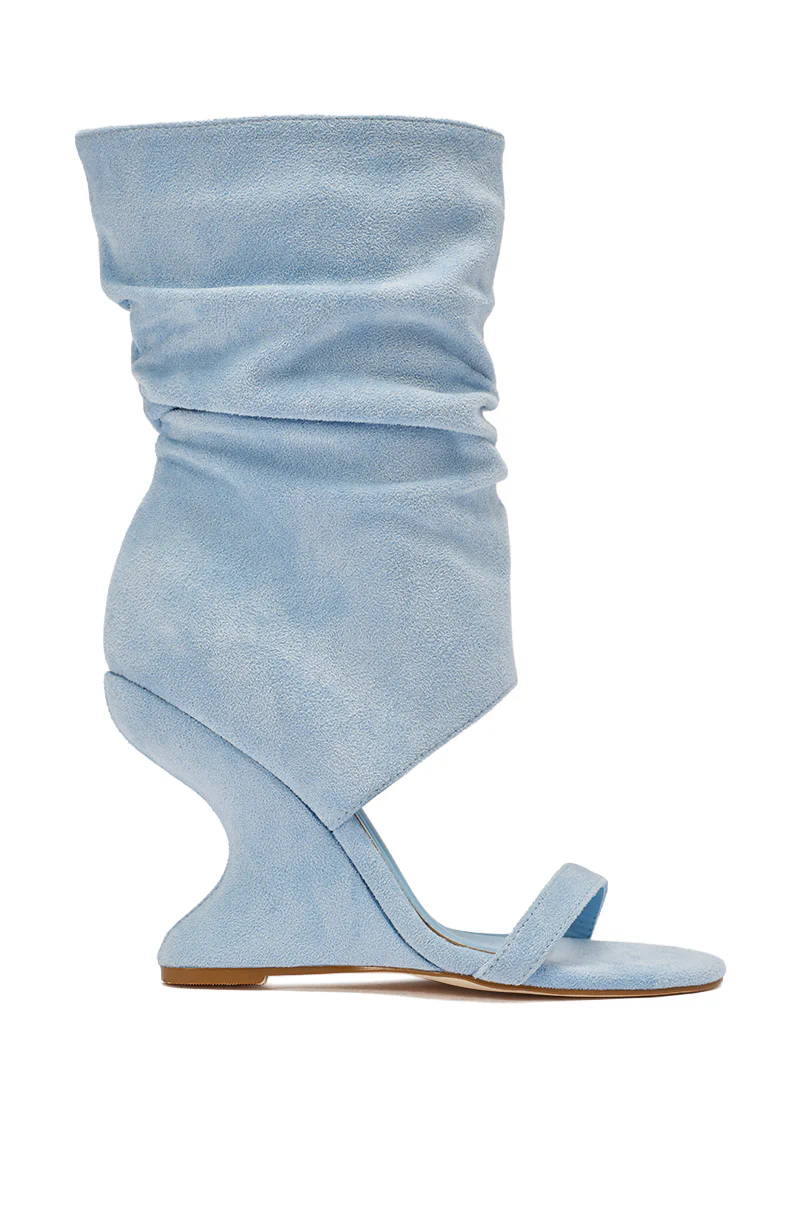 AZALEA WANG KYVELISA BLUE WEDGE OPEN TOE BOOTIE - Image 5