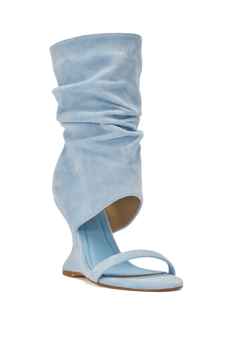 AZALEA WANG KYVELISA BLUE WEDGE OPEN TOE BOOTIE - Image 6