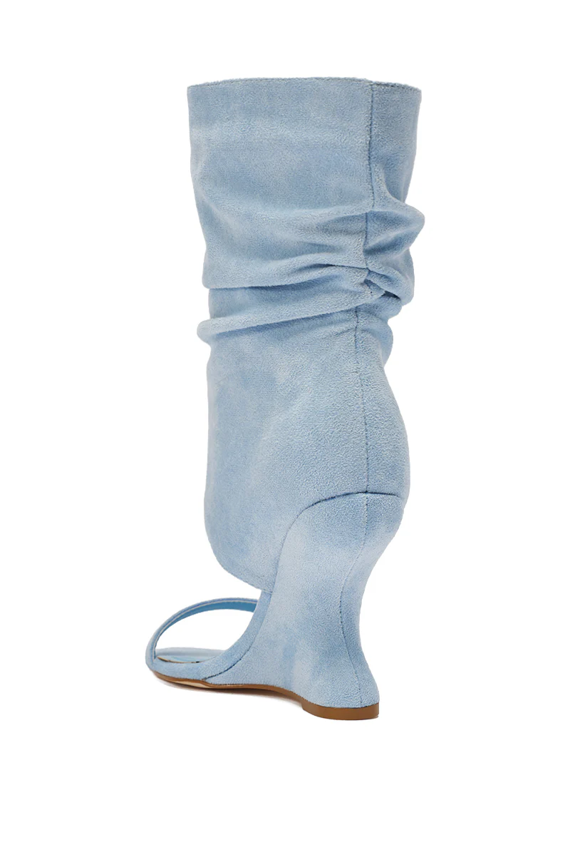 AZALEA WANG KYVELISA BLUE WEDGE OPEN TOE BOOTIE - Image 7