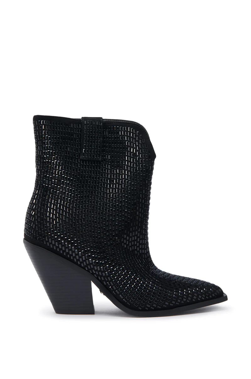 AZALEA WANG LAETITIA BLACK SPARKLE COWBOY BOOTIE - Image 3