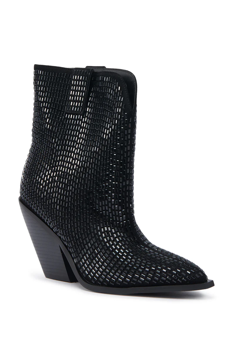 AZALEA WANG LAETITIA BLACK SPARKLE COWBOY BOOTIE - Image 4