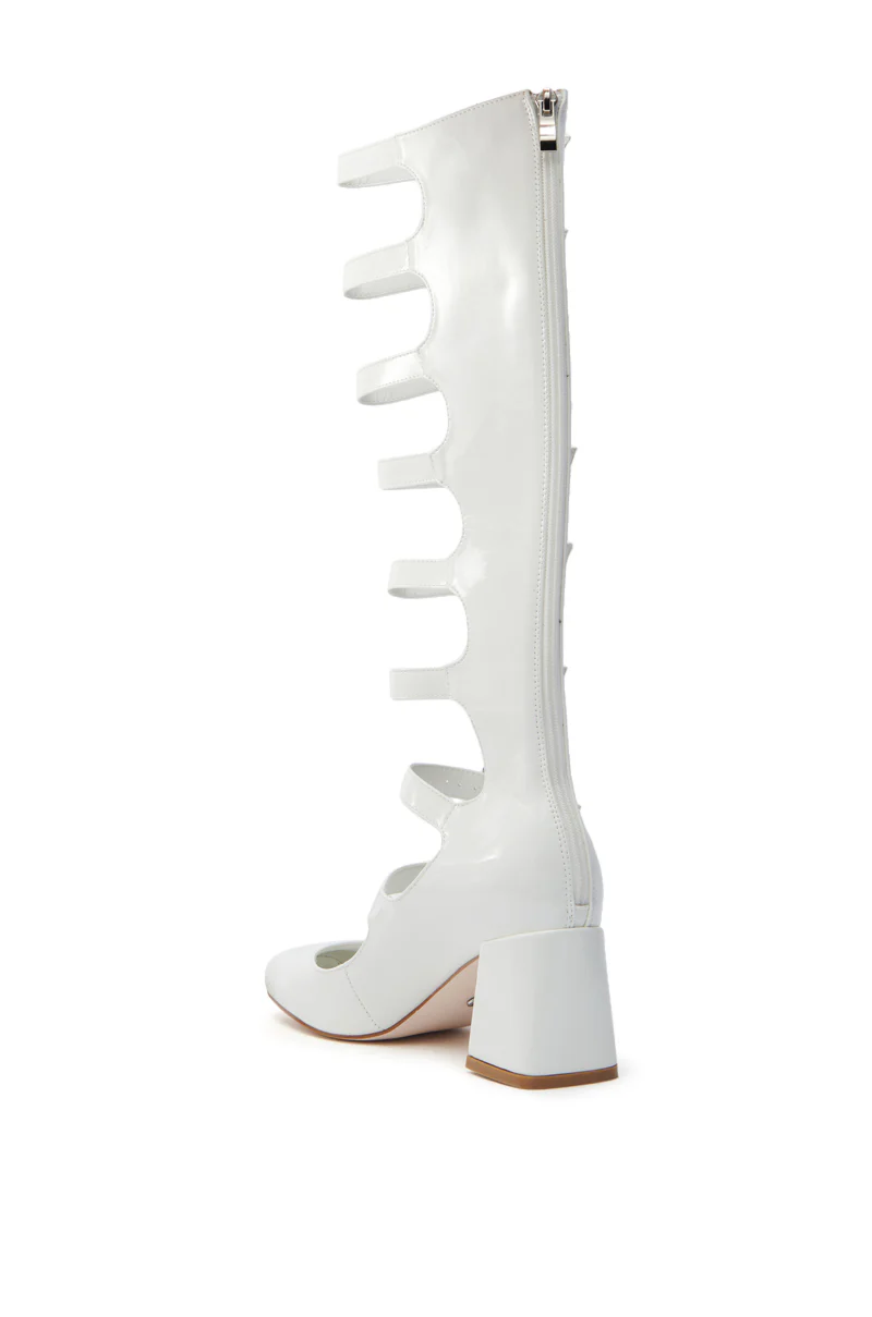 AZALEA WANG LAIMA WHITE PATENT CHUNKY BUCKLE BOOT - Image 6