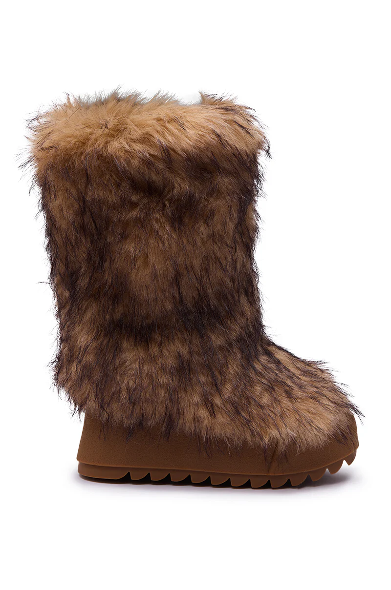 AZALEA WANG LEOPOLD BROWN MULTI FLAT FUR BOOT - Image 4