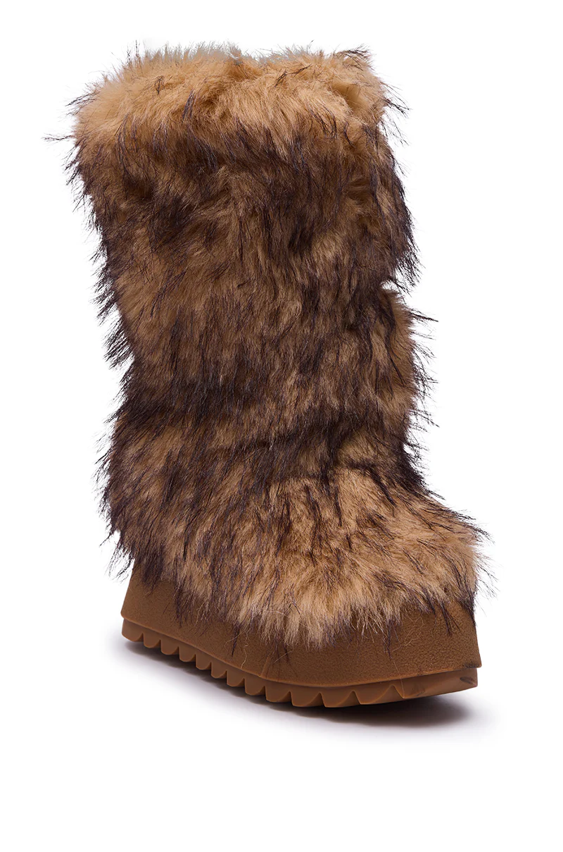 AZALEA WANG LEOPOLD BROWN MULTI FLAT FUR BOOT - Image 5