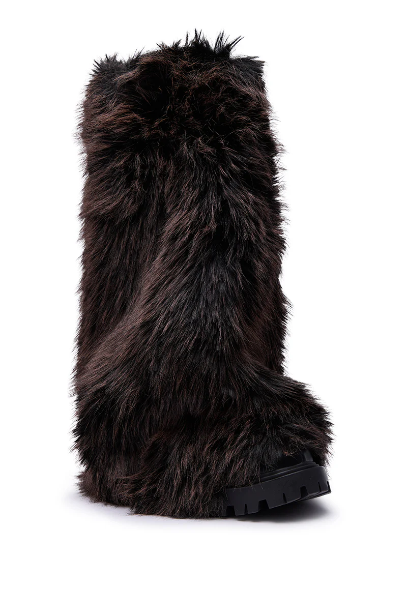 AZALEA WANG LISBOA BROWN FUR FOLD OVER BOOT - Image 5