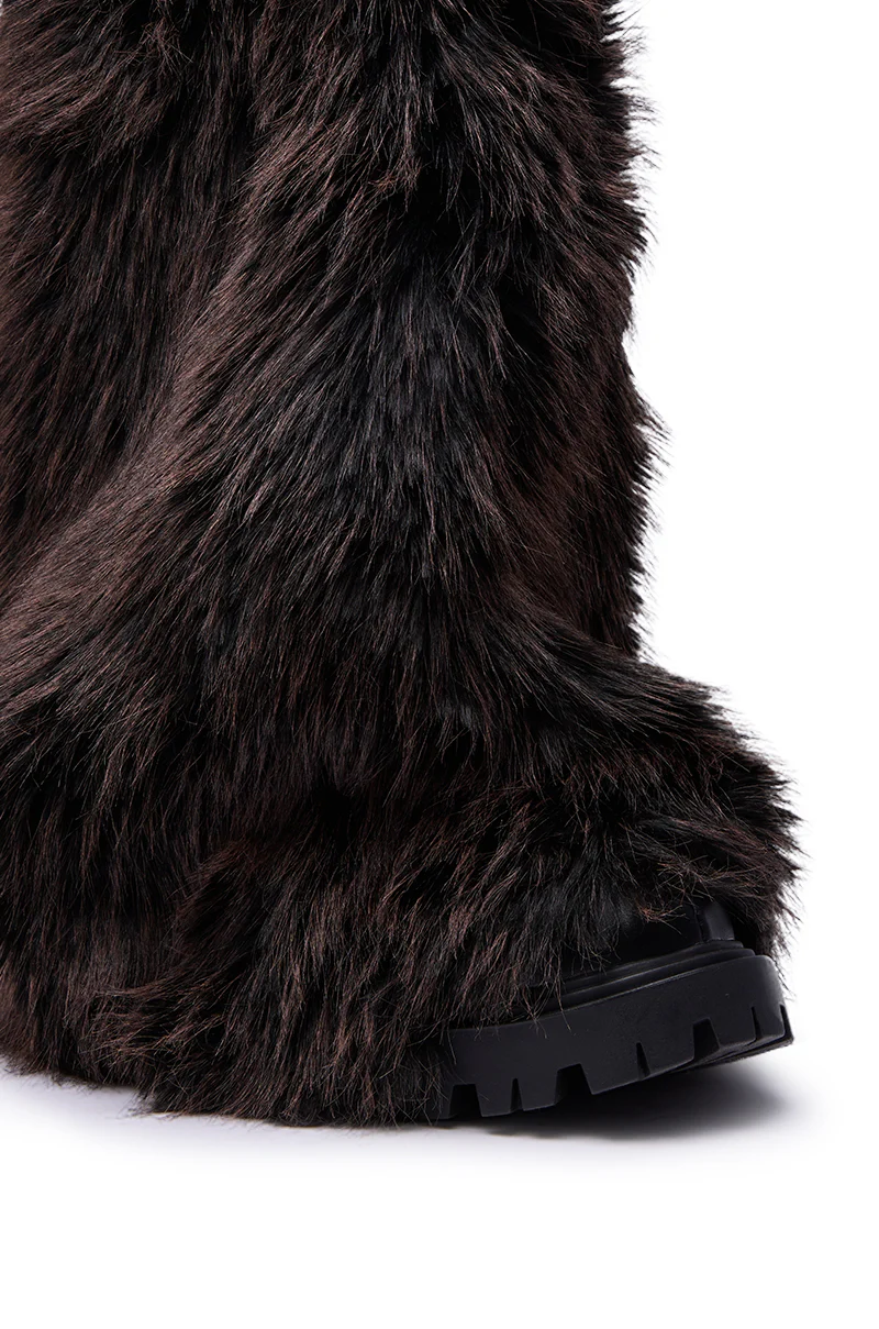 AZALEA WANG LISBOA BROWN FUR FOLD OVER BOOT - Image 7