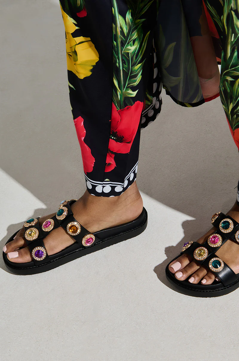 AZALEA WANG LUCIENA BLACK RHINESTONE SANDAL - Image 2