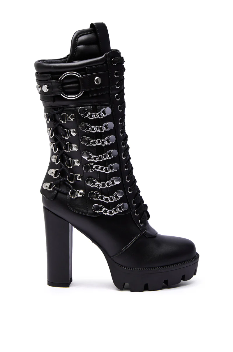 AZALEA WANG LUUK BLACK METAL HARDWARE EMBELLISHED CHUNKY BOOTIE - Image 5