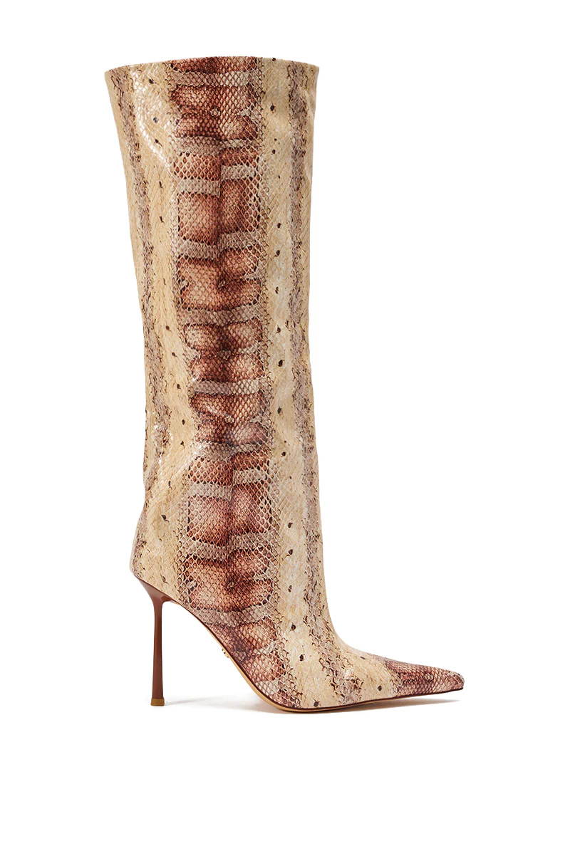 AZALEA WANG MADEYE NUDE SNAKE STILETTO BOOT - Image 8