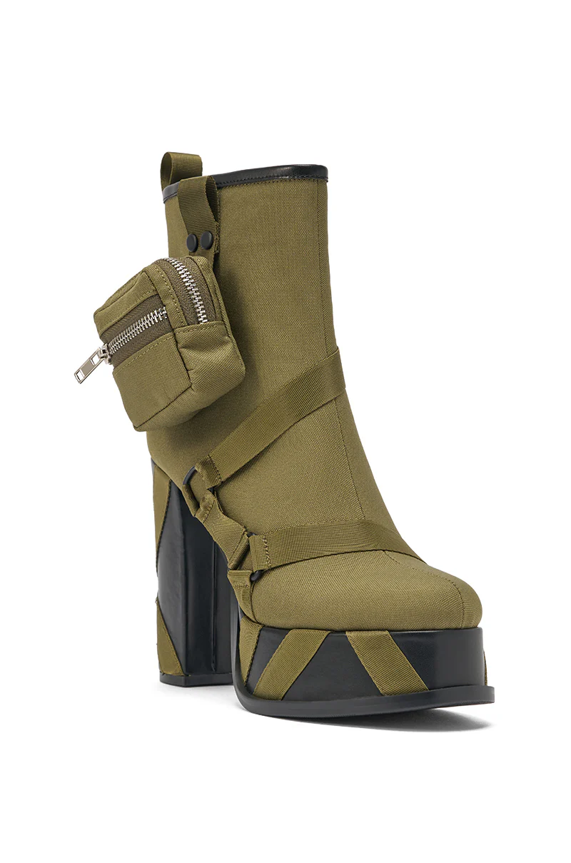 AZALEA WANG MAHOMES OLIVE SPORTY COMBAT BLOCK BOOTIE - Image 6