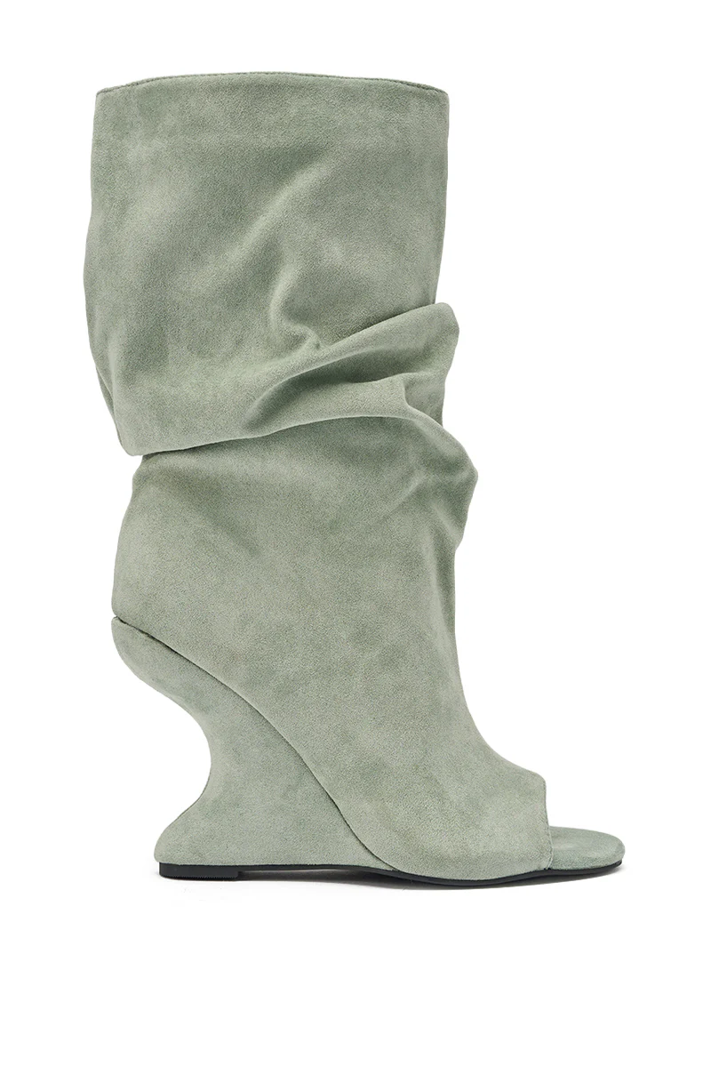 AZALEA WANG MARIN SAGE FAUX SUEDE WEDGE BOOTIE - Image 5