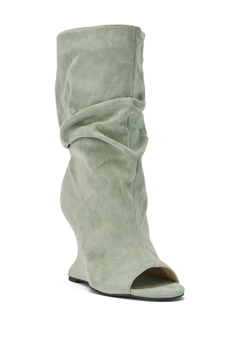 AZALEA WANG MARIN SAGE FAUX SUEDE WEDGE BOOTIE - Image 6